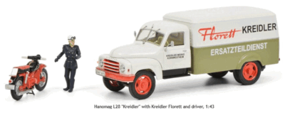 Hanomag L28 Kreidler with Kreidler Florett and Driver 1:43