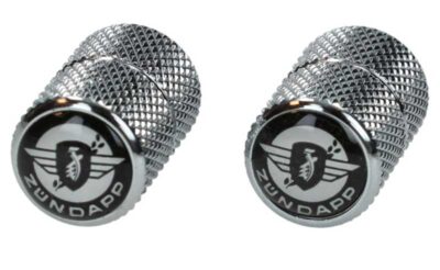 Ventieldopset met zwart/wit logo zundapp chroom