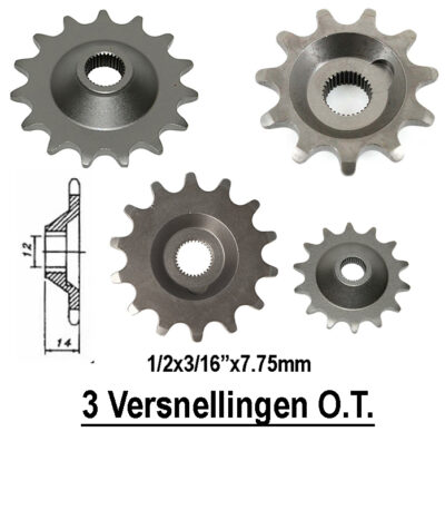 Voortandwielen O.T. 3 Vers. 3/16" 415 VKW