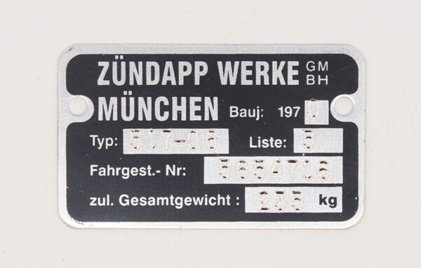 Frame Typeplaatje 1970