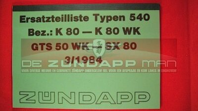Onderdelen Catalogus 540-010/011/150/180/200 ORIGNEEL