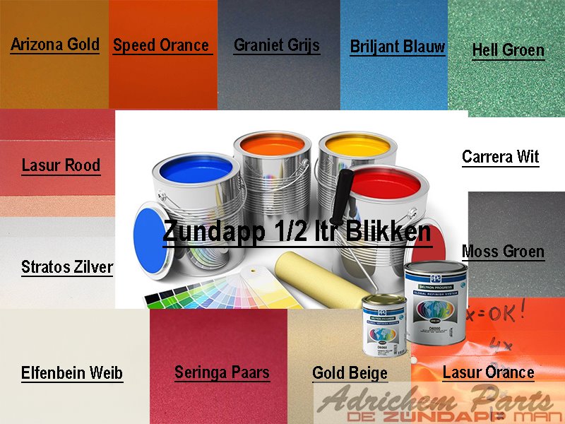 Zundapp Lak Originele Kleuren in 1/2 ltr Blik